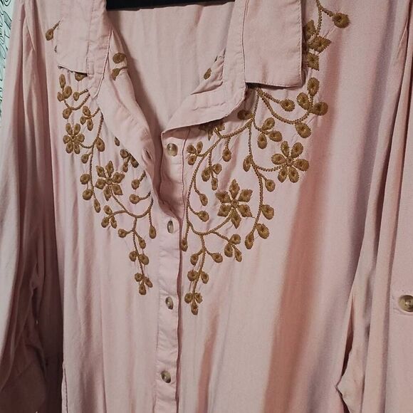 GIA Plus Size PEASANT STYLE FLOWY BOHO CHIC BLOUSE Floral top EMBROIDERED XXL - Picture 11 of 11